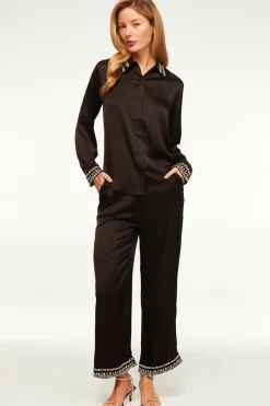 MISA Los Angeles Matching Sets|Pants>LEIA PANT Blacksatin
