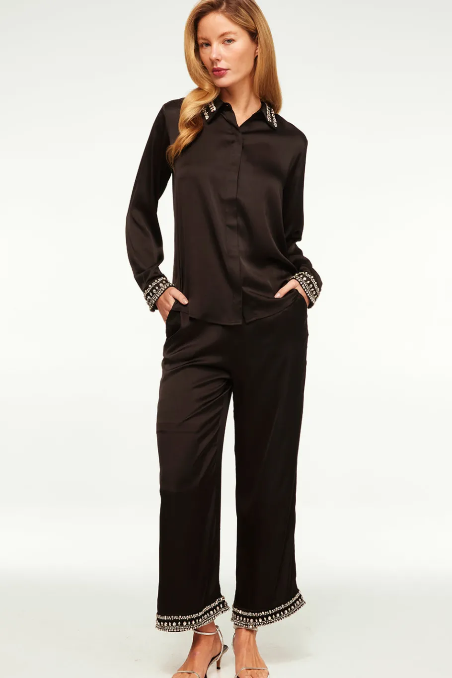 MISA Los Angeles Matching Sets|Pants>LEIA PANT Blacksatin