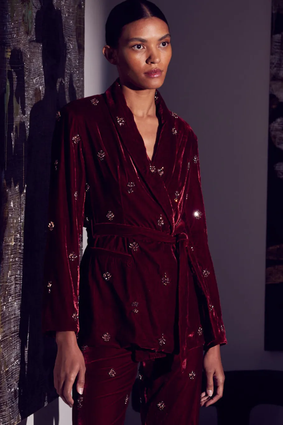 MISA Los Angeles Matching Sets|Jackets>LENA BLAZER Garnetvelvet