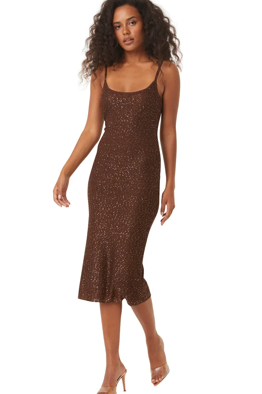 MISA Los Angeles Knit|Long-sleeve>LISETTE DRESS Chocolateshimmer