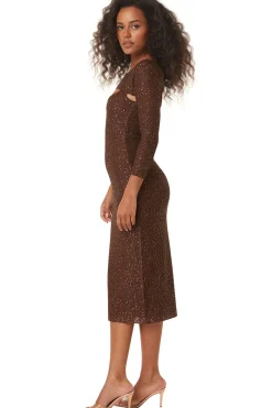 MISA Los Angeles Knit|Long-sleeve>LISETTE DRESS Chocolateshimmer