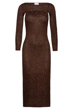 MISA Los Angeles Knit|Long-sleeve>LISETTE DRESS Chocolateshimmer