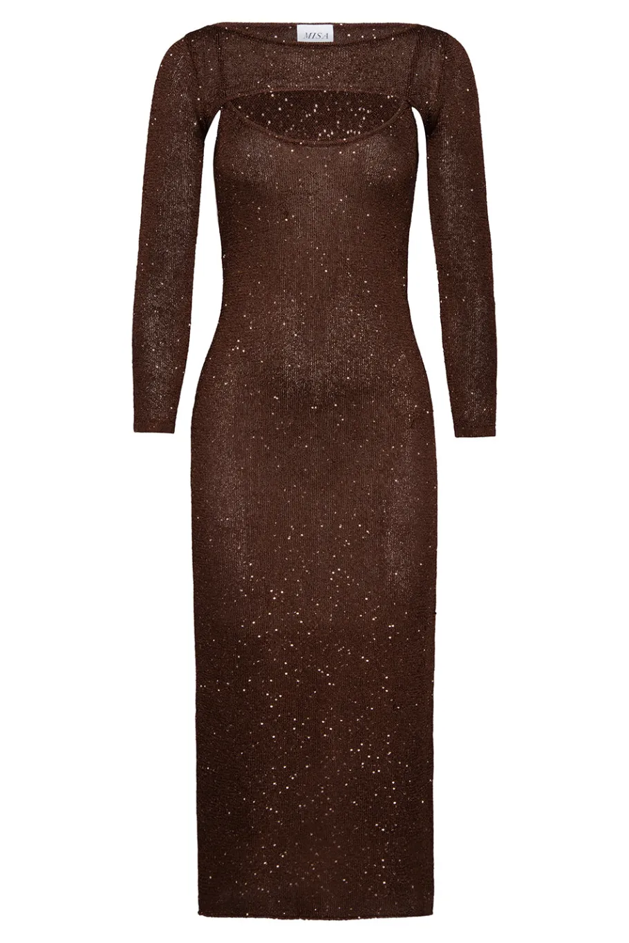 MISA Los Angeles Knit|Long-sleeve>LISETTE DRESS Chocolateshimmer