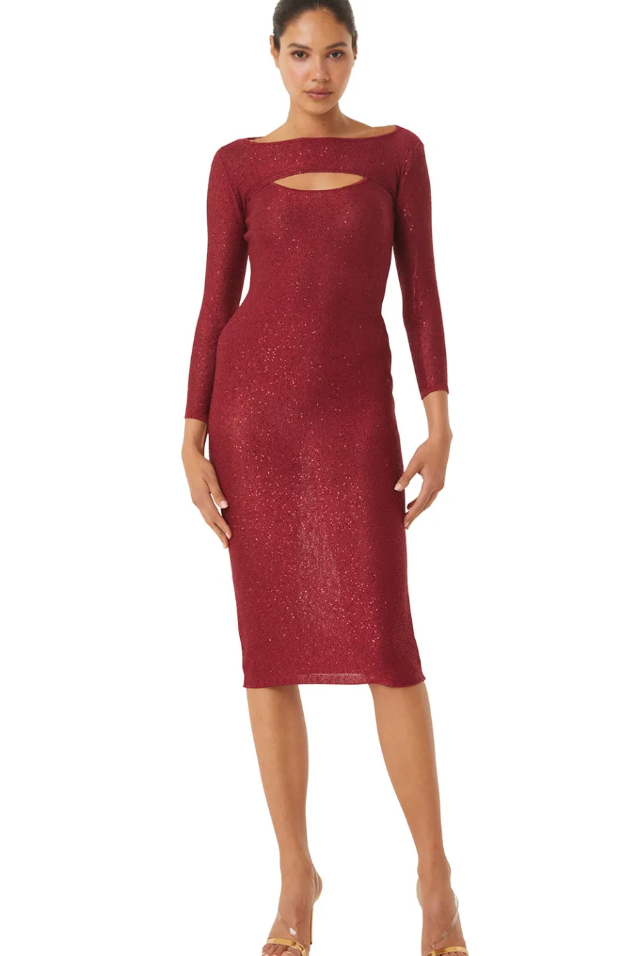MISA Los Angeles Knit|Long-sleeve>LISETTE DRESS Lipstickred