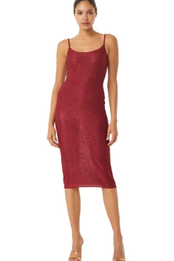 MISA Los Angeles Knit|Long-sleeve>LISETTE DRESS Lipstickred