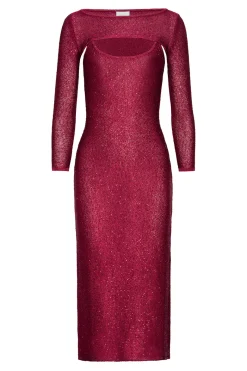 MISA Los Angeles Knit|Long-sleeve>LISETTE DRESS Lipstickred