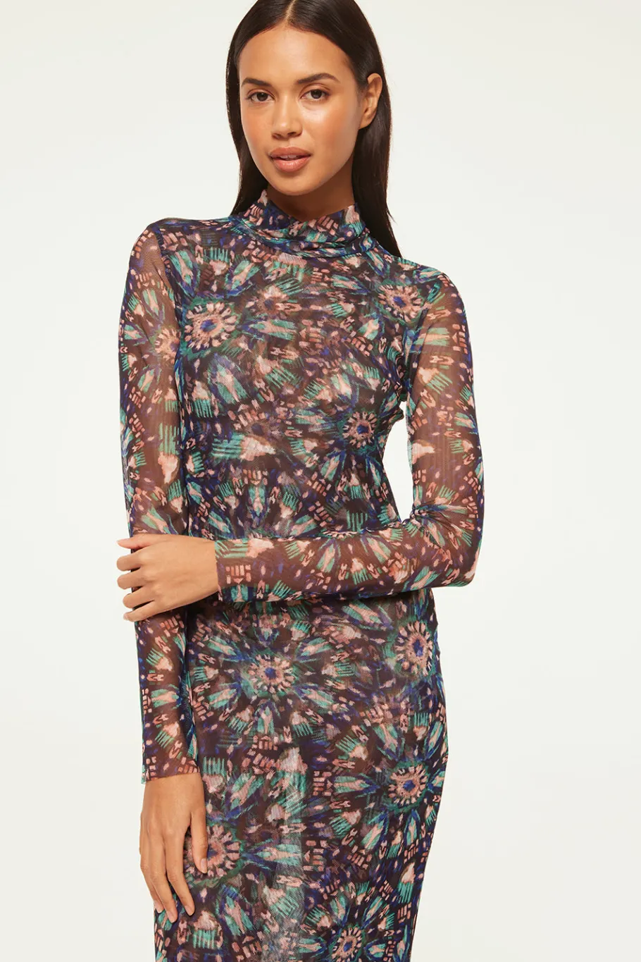 MISA Los Angeles Wedding Guest|Jersey & Mesh>LIV DRESS Indigoburst