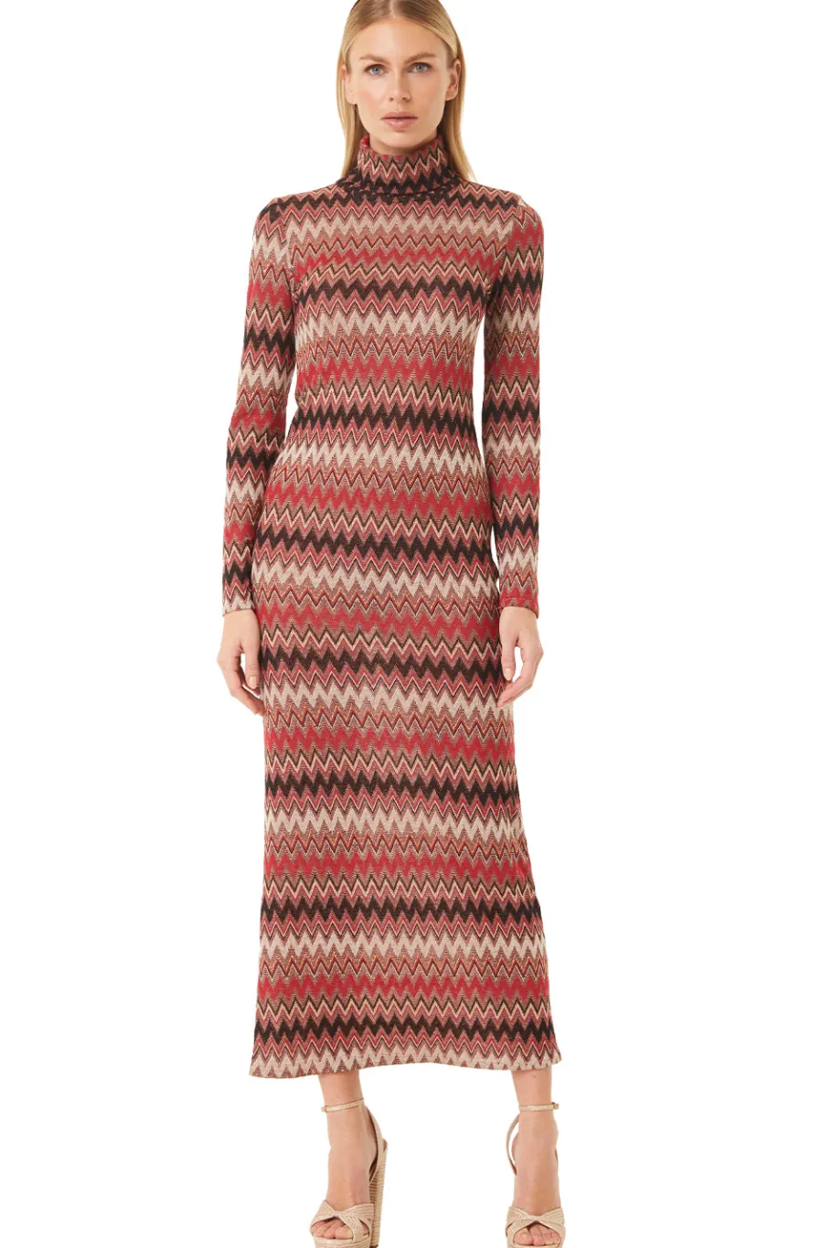 MISA Los Angeles Knit|Long-sleeve>LIV DRESS Winterchevron