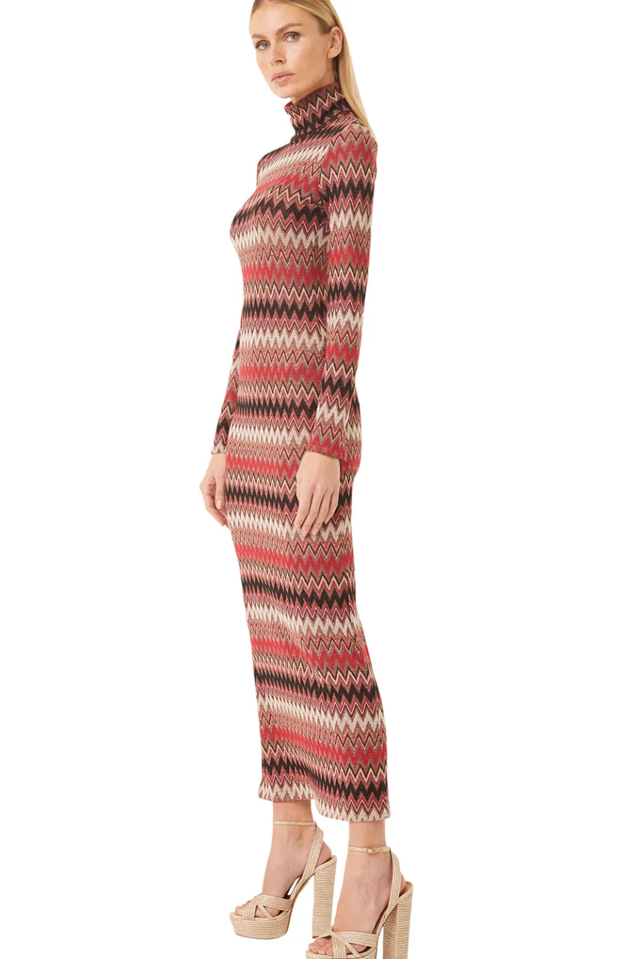 MISA Los Angeles Knit|Long-sleeve>LIV DRESS Winterchevron
