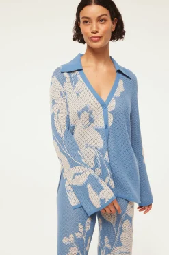 MISA Los Angeles Knits|Matching Sets>LORCA TOP Bluehibiscusflora