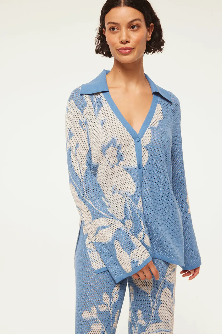MISA Los Angeles Knits|Matching Sets>LORCA TOP Bluehibiscusflora