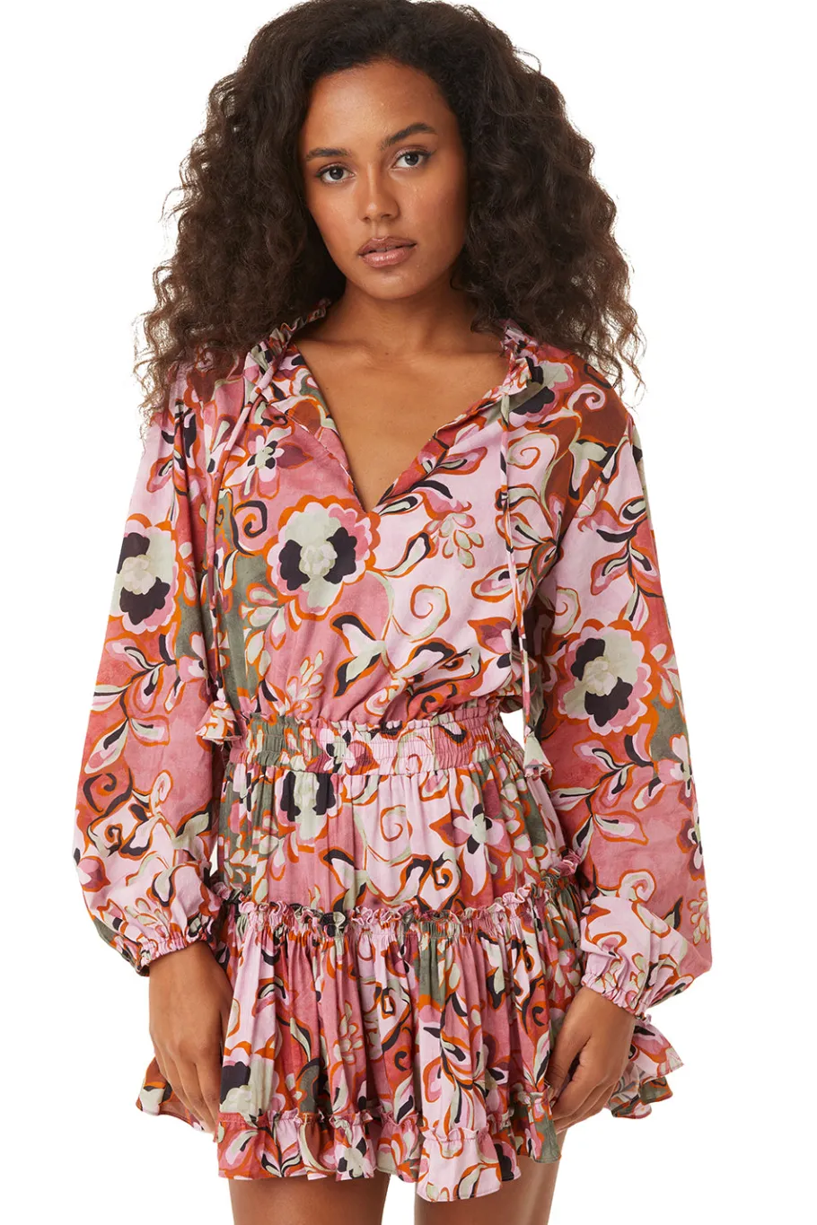 MISA Los Angeles Honeymoon|Long-sleeve>LORENA DRESS Resortbatikcottonrayon