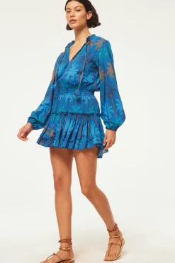 MISA Los Angeles Long-sleeve|Misa Classics>LORENA DRESS Cobaltpalms