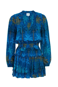 MISA Los Angeles Long-sleeve|Misa Classics>LORENA DRESS Cobaltpalms