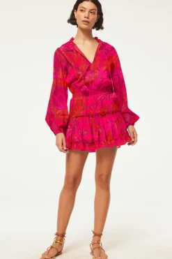 MISA Los Angeles Long-sleeve|Misa Classics>LORENA DRESS Floracorsicafuchsia