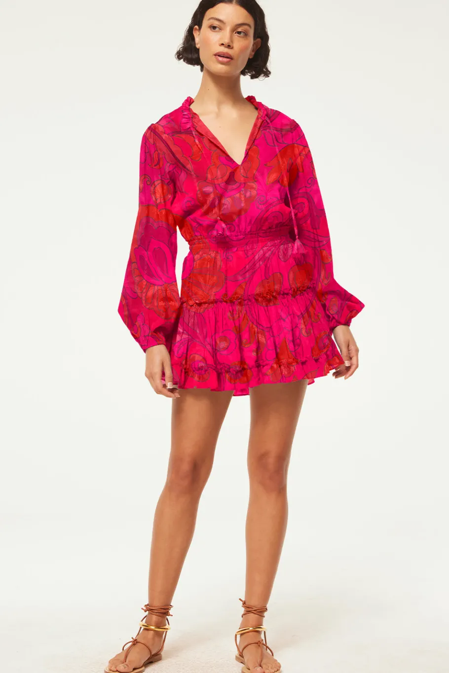 MISA Los Angeles Long-sleeve|Misa Classics>LORENA DRESS Floracorsicafuchsia