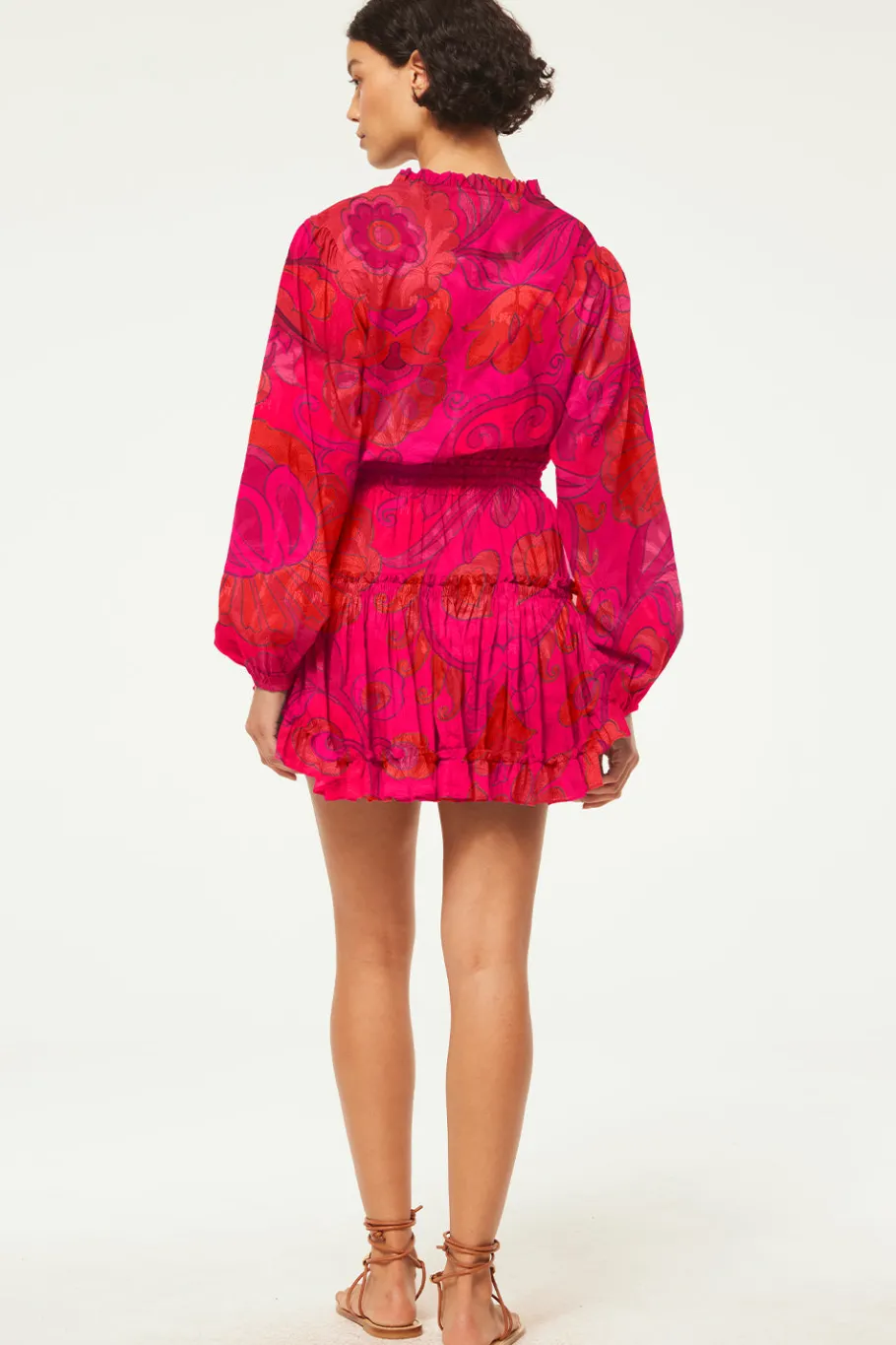MISA Los Angeles Long-sleeve|Misa Classics>LORENA DRESS Floracorsicafuchsia