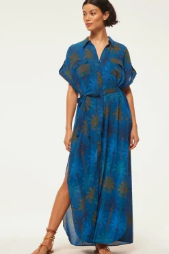 MISA Los Angeles Misa Classics|Maxi>LOU DRESS Cobaltpalmschiffon