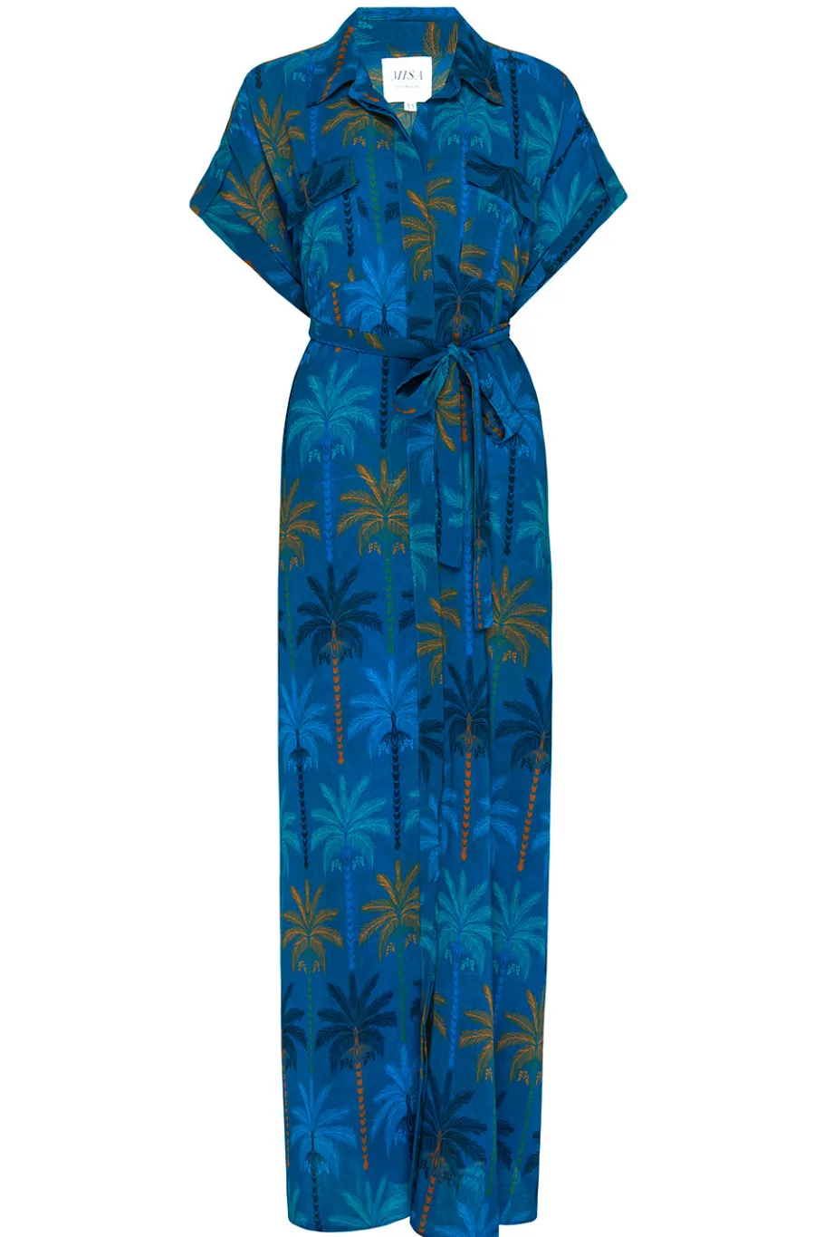 MISA Los Angeles Misa Classics|Maxi>LOU DRESS Cobaltpalmschiffon