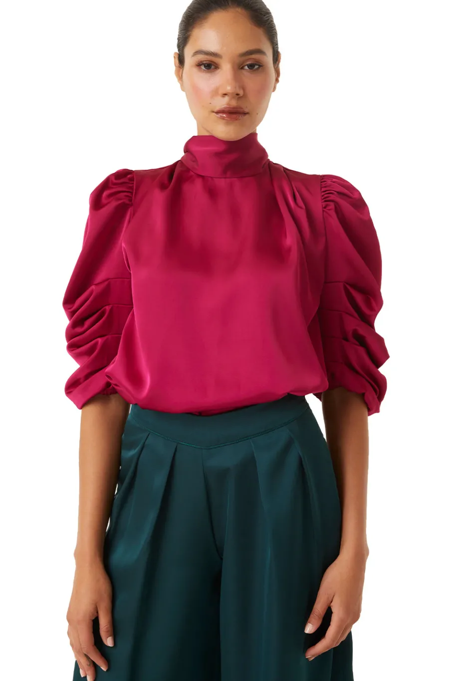 MISA Los Angeles Tops>LUELLA TOP Fuchsiasatin