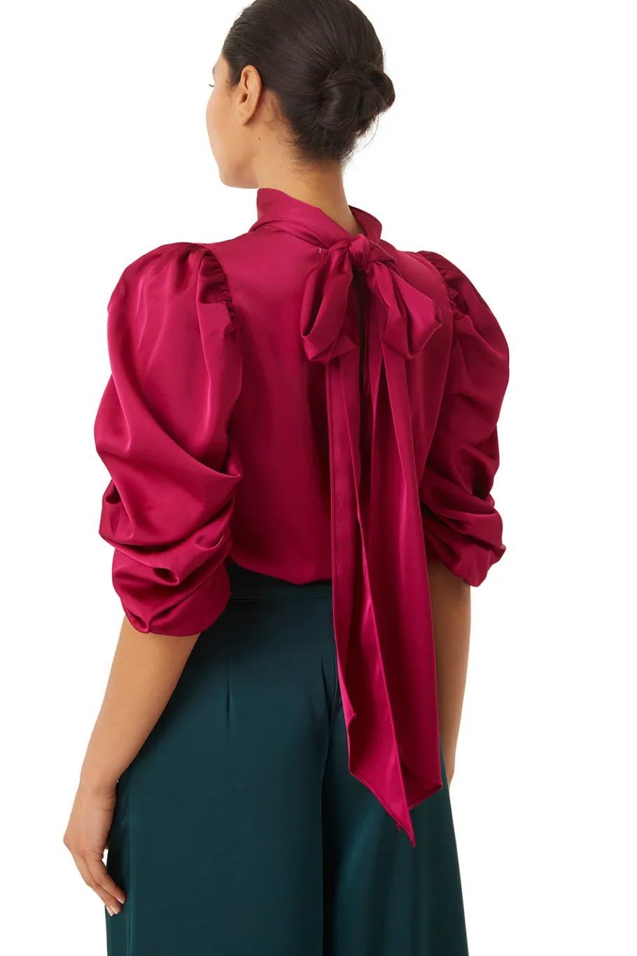 MISA Los Angeles Tops>LUELLA TOP Fuchsiasatin