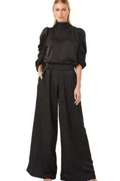 MISA Los Angeles Tops>LUELLA TOP Blacksatin