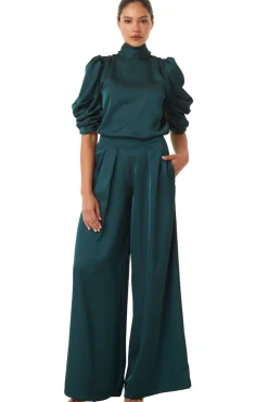 MISA Los Angeles Tops>LUELLA TOP Emeraldsatin