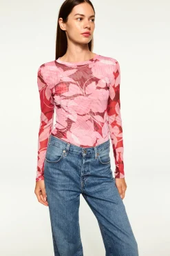 MISA Los Angeles Matching Sets|Jersey & Mesh>LULA TOP Florarosadamesh
