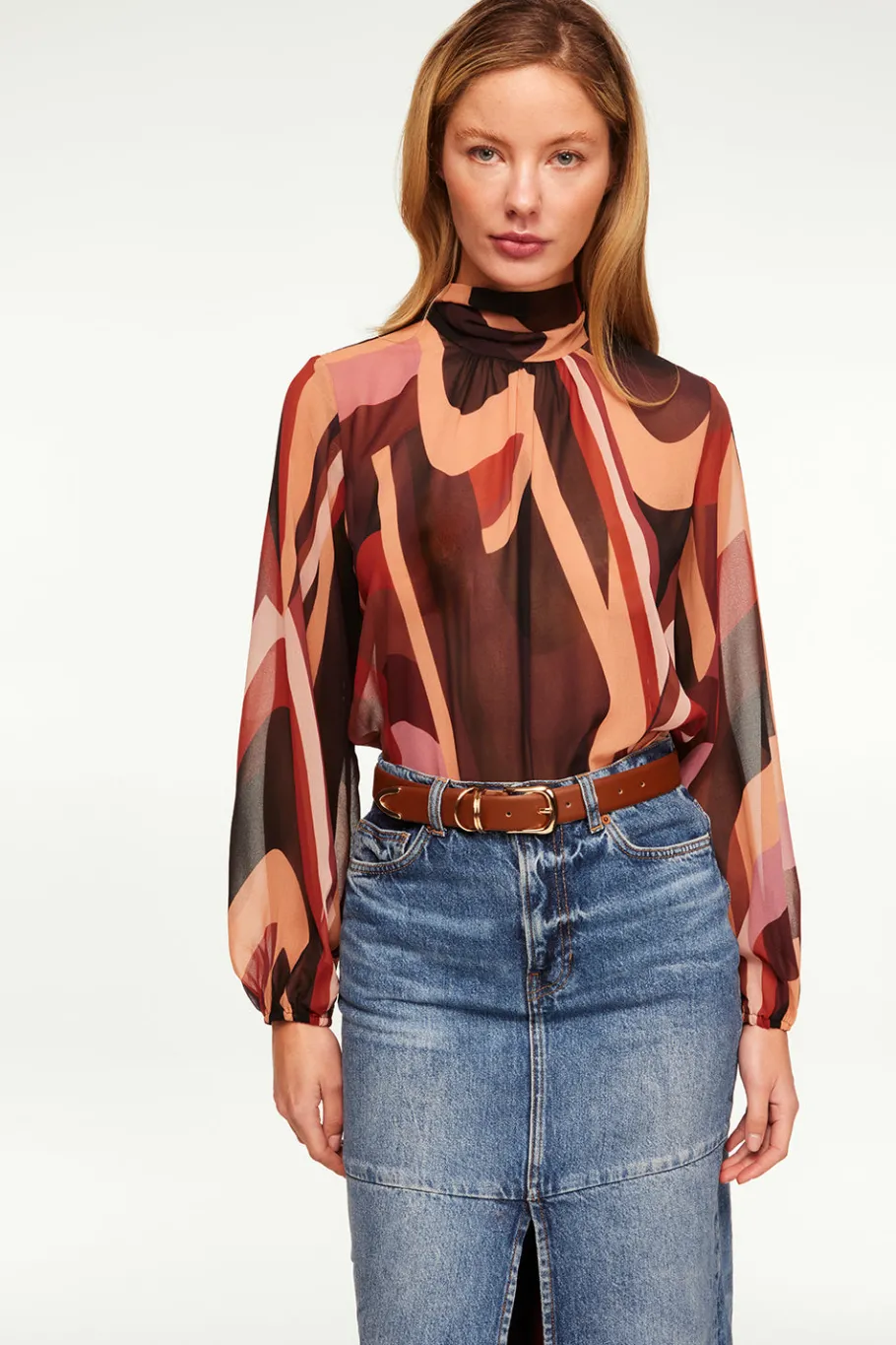 MISA Los Angeles Tops>LULU TOP Canyonstripechiffon