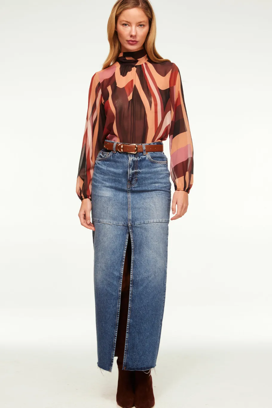 MISA Los Angeles Tops>LULU TOP Canyonstripechiffon