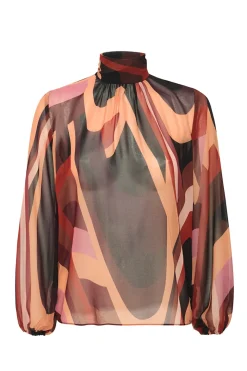 MISA Los Angeles Tops>LULU TOP Canyonstripechiffon
