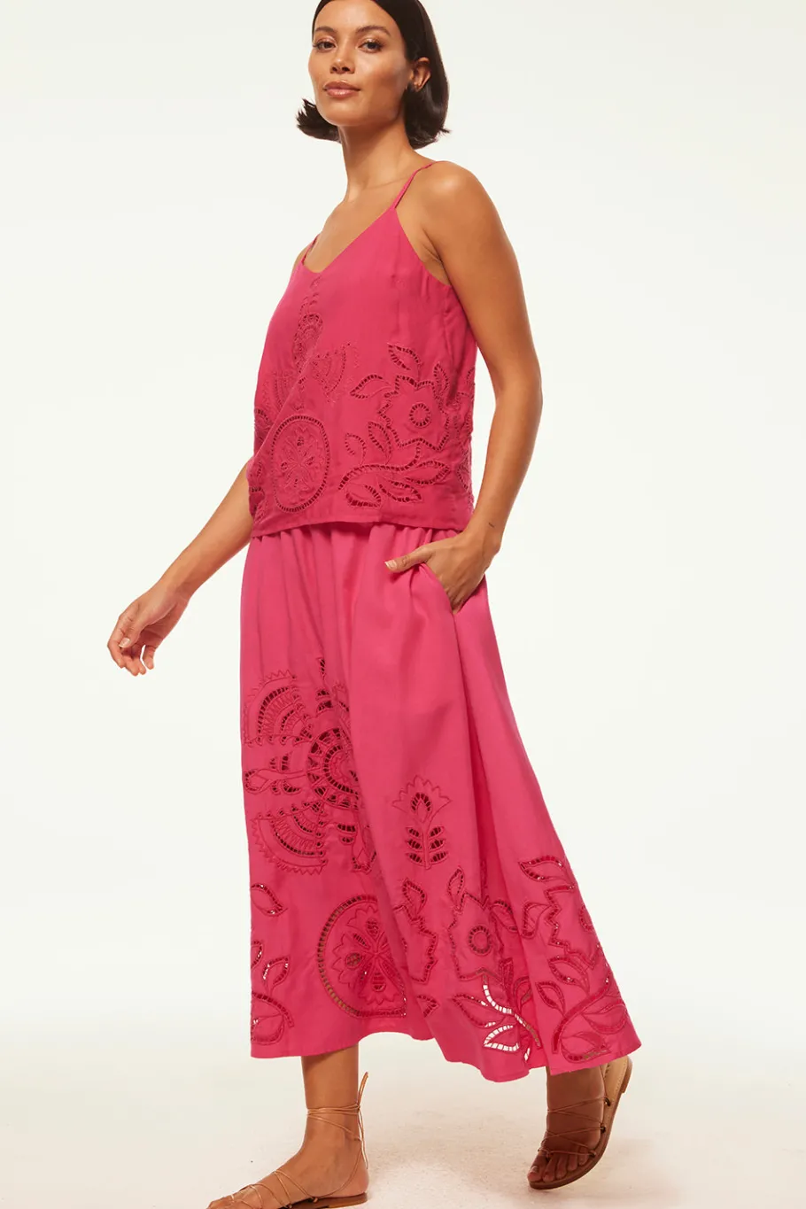 MISA Los Angeles Honeymoon|Matching Sets>MARCELA TOP Pinkeyelet