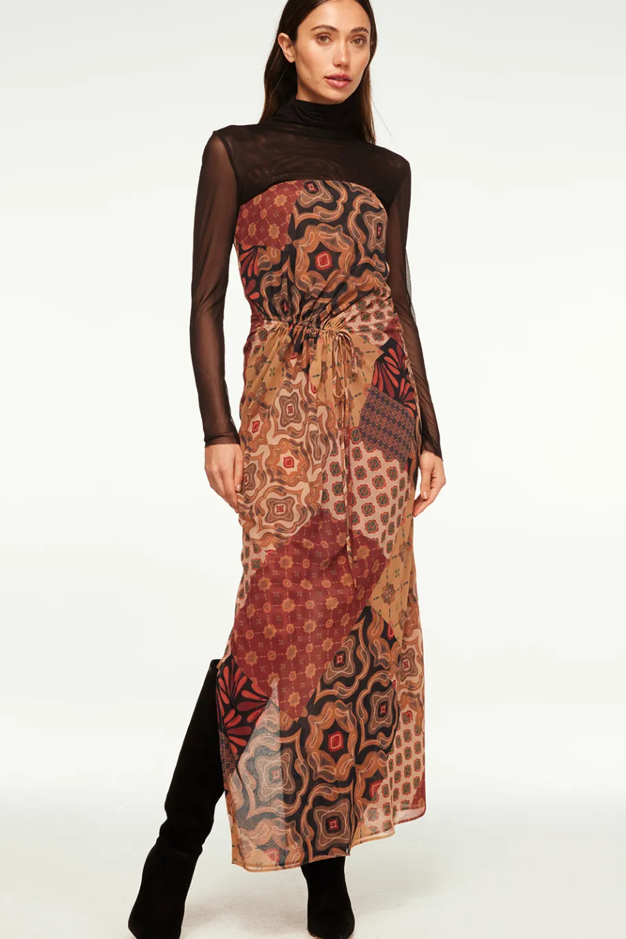 MISA Los Angeles Wedding Guest|Maxi>MARIAH DRESS Surrealpatchworkchiffon