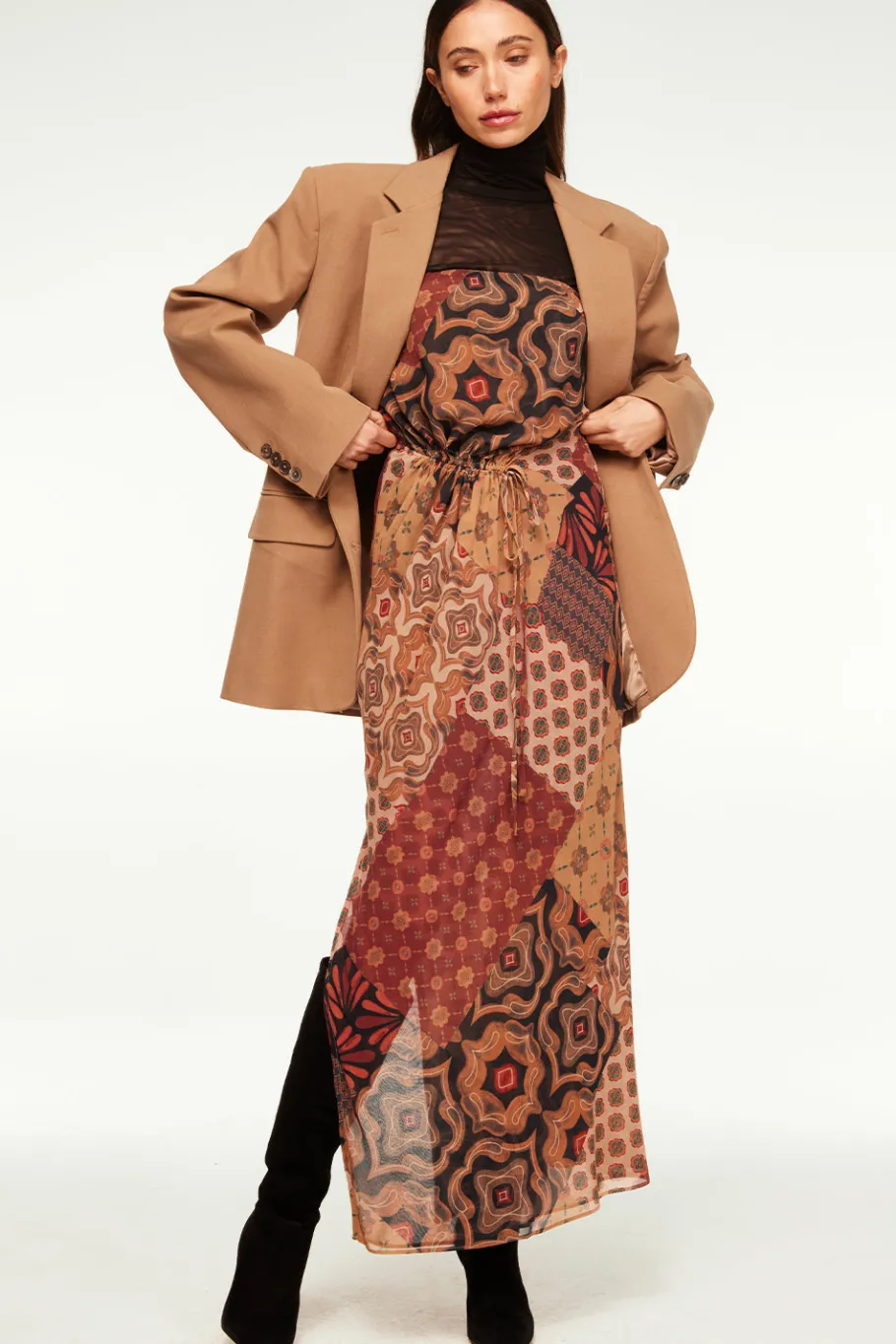 MISA Los Angeles Wedding Guest|Maxi>MARIAH DRESS Surrealpatchworkchiffon
