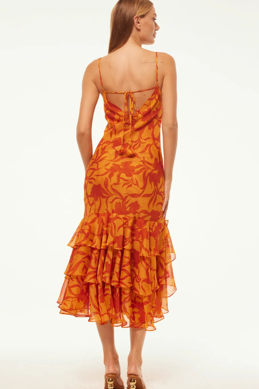 MISA Los Angeles Wedding Guest|Engagement Party>MARISA DRESS Atlasfloralpersimmon