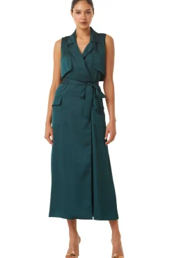MISA Los Angeles Midi|Dresses>MARTIKA DRESS Emeraldsatin