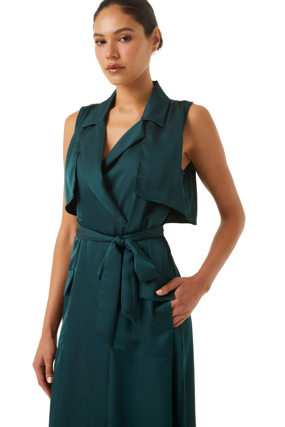 MISA Los Angeles Midi|Dresses>MARTIKA DRESS Emeraldsatin