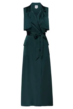 MISA Los Angeles Midi|Dresses>MARTIKA DRESS Emeraldsatin