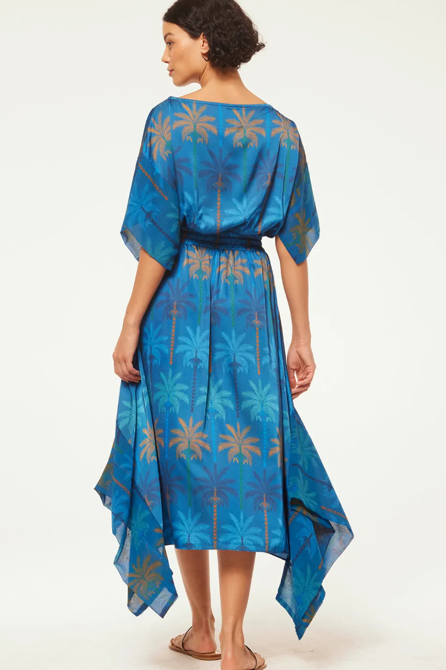 MISA Los Angeles Wedding Guest|Midi>MARTINA DRESS Cobaltpalmsmix