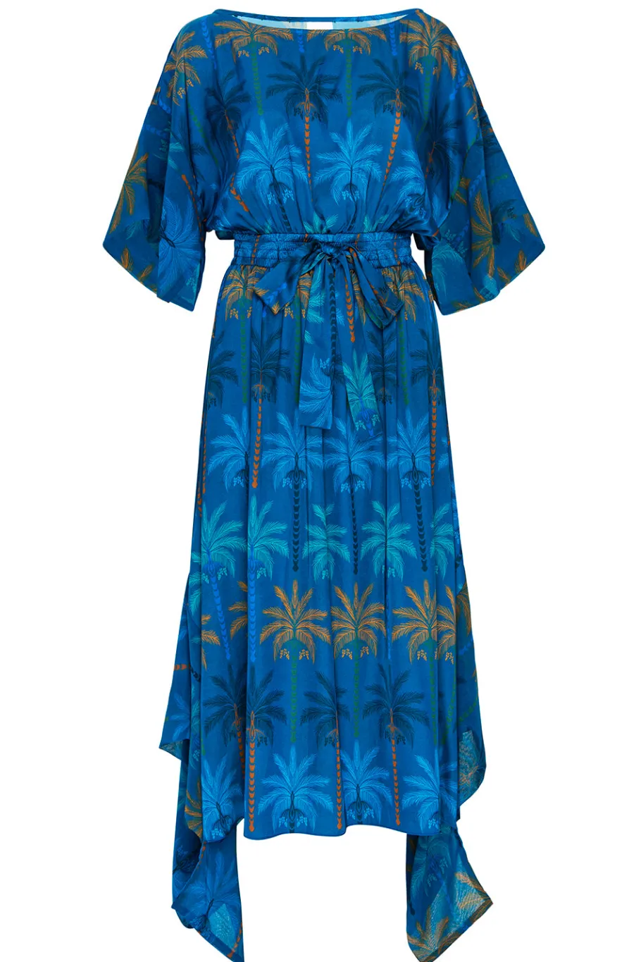 MISA Los Angeles Wedding Guest|Midi>MARTINA DRESS Cobaltpalmsmix