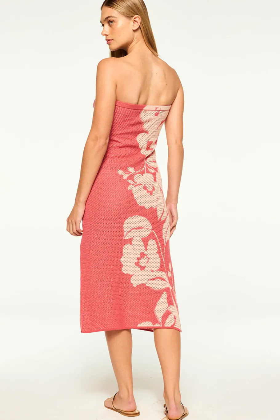 MISA Los Angeles Knit|Midi>MATTI DRESS Pinkhibiscusfloral