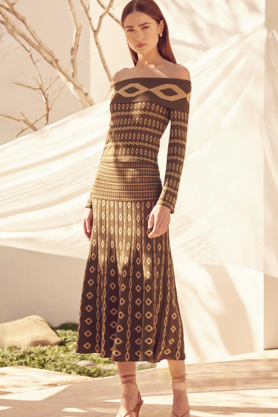 MISA Los Angeles Knits|Matching Sets>MILANI SKIRT Olivegeostripe