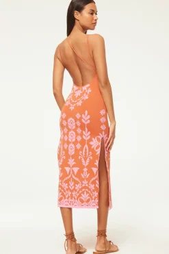 MISA Los Angeles Knit|Midi>MIRA DRESS Pinkflorasantiago