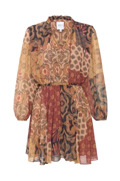 MISA Los Angeles Long-sleeve|Mini>MOLLY DRESS Surrealpatchworkchiffon