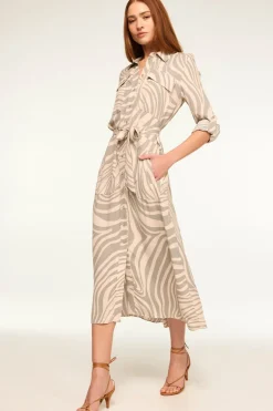 MISA Los Angeles Midi|Dresses>MONTANA DRESS Abstractzebra