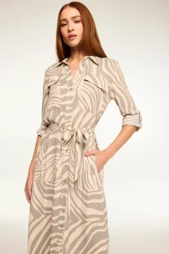 MISA Los Angeles Midi|Dresses>MONTANA DRESS Abstractzebra
