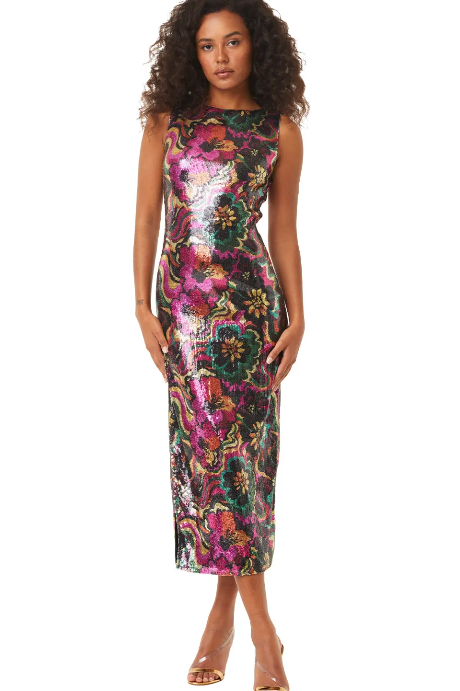 MISA Los Angeles Wedding Guest|Midi>NAKIA DRESS Floragroovesequin