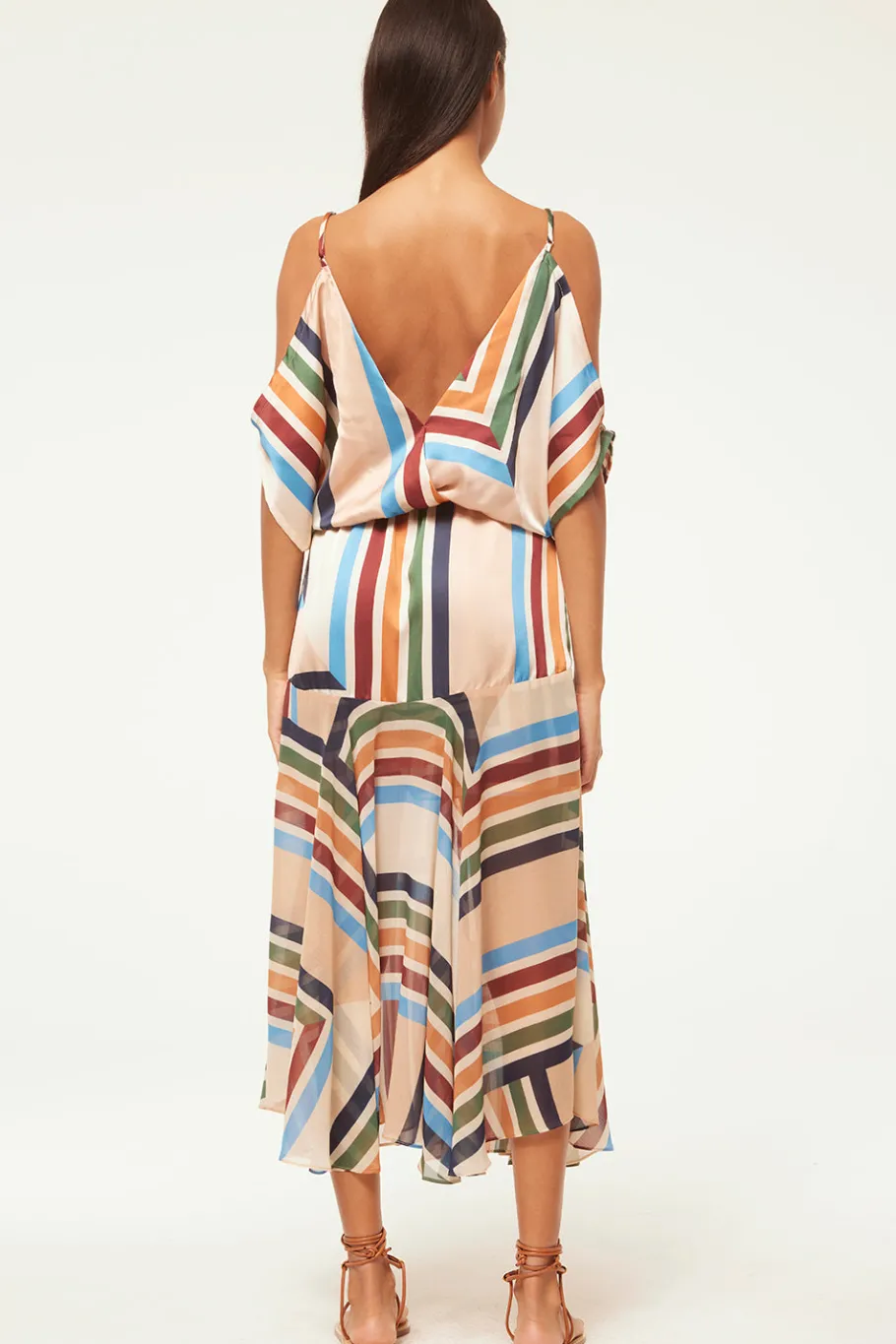 MISA Los Angeles Wedding Guest|Midi>NANAZ DRESS Sanmiguelstripemix