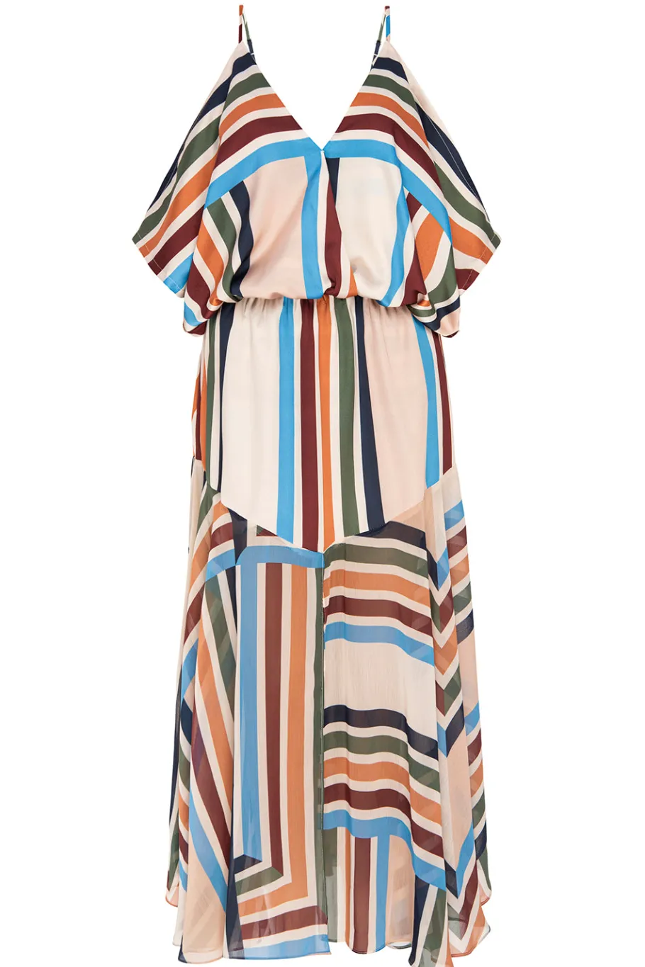 MISA Los Angeles Wedding Guest|Midi>NANAZ DRESS Sanmiguelstripemix