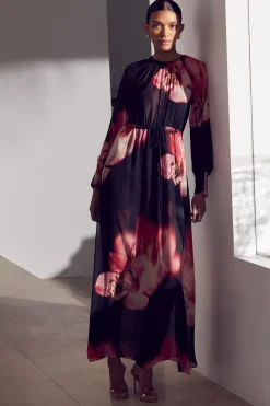 MISA Los Angeles Wedding Guest|Long-sleeve>NAOMI DRESS Midnightorchidchiffon